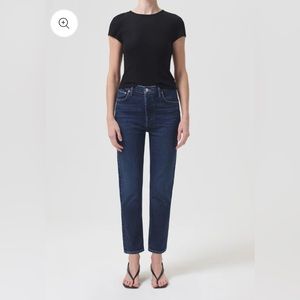 Agolde Riley High Rise Straight Crop Stretch Jeans
